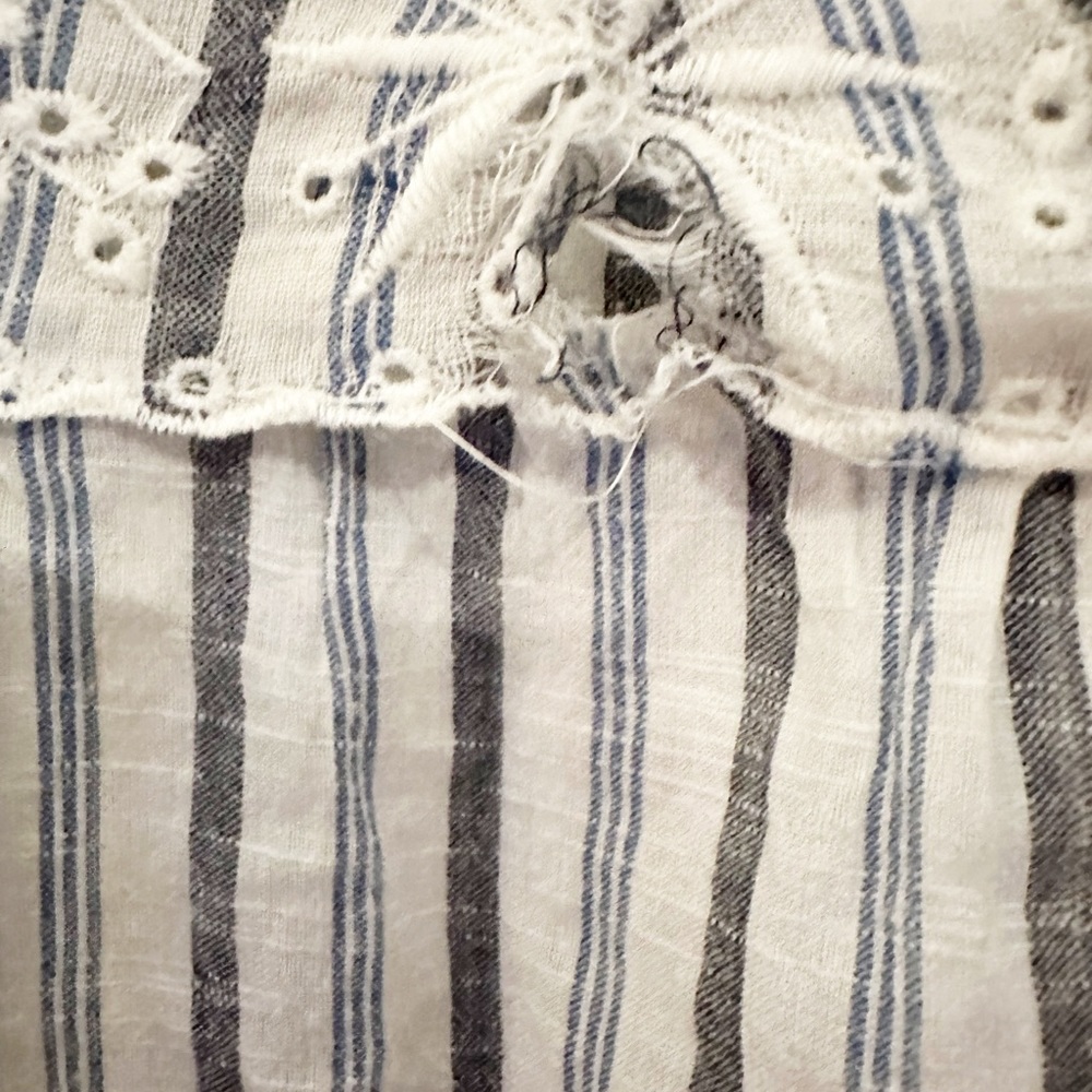 LoveShackFancy Peasant Blouse Striped w/ Pompoms XS - Picture 10 of 11
